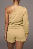 Pink Casual Solid Patchwork Asymmetrical Oblique Collar Long Sleeve Two Pieces