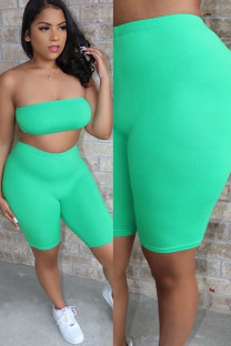 Lake Blue Fashion Casual Solid Two Piece Suits pencil Sleeveless Two Pieces