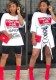 White Novelty Casual O-Neck Half sestva moja Print Long Tees & T-shirts