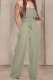 Army Green Fashion Casual Solid Draped Sleeveless Wrapped Jumpsuits