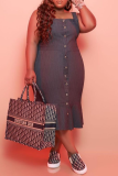 Tangerine Red Casual Solid Patchwork O Neck Trumpet Mermaid Plus Size Dresses