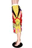 Stripe Elastic Fly Sleeveless Mid Print Draped Striped Patchwork Gradient Letter Pleated skirt Pa