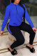 Blue Fashion Casual Solid Basic Hooded Collar Long Sleeve Two Pieces