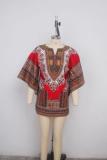 Black Fashion adult Sexy Bat sleeve Half Sleeves O neck Swagger Mini Patchwork Print