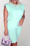 Pink Casual Solid Patchwork O Neck Short Sleeve Two Pieces