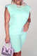 Green Casual Solid Patchwork O Neck Short Sleeve Two Pieces