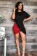Red and black Casual adult Sexy Fashion Short Sleeves O neck Pleated Mini Solid Draped asymmetrical