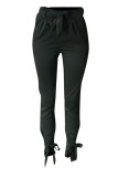 gingerish Elastic Fly High Solid Bow-knot Asymmetrical pencil Pants