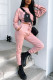 Pink Work Daily Solid Patchwork O Neck Long Sleeve Two Pieces