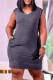 Dark Gray Fashion Casual Solid Basic V Neck Sleeveless Dress