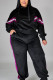 Black Casual Solid Hooded Collar Plus Size 