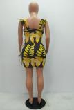Black Fashion Sexy Spaghetti Strap Sleeveless Slip Slim Dress Mini Print asymmetrical Paisley ba