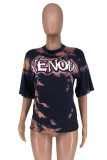 Multi-color Fashion Casual Print Basic O Neck T-Shirts