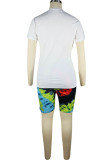 Green Fashion Sexy adult Ma'am O Neck Patchwork Print Tie Dye Two Piece Suits Stitching Plus Size