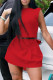 Red Fashion Casual Solid Basic O Neck Sleeveless Two Pieces