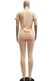 Light Green Fashion adult Ma'am OL Solid Two Piece Suits Straight Short Sleeve Two Pieces