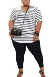 Black Milk Silk Fashion Active adult Ma'am Striped Two Piece Suits pencil Short Sleeve Two Pieces