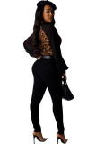Brown O Neck Long Sleeve Print Patchwork