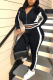 Black Casual Solid Patchwork Turndown Collar Long Sleeve Two Pieces