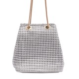 Silver Fashion Chain Strap Rhinestone Crossbody Bag