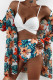 Lake Green Sexy Print Bandage Patchwork Swimwears Three Piece