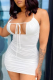 White Sexy Solid Hollowed Out Pencil Skirt Dresses