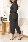 Khaki Fashion Casual Solid Turndown Collar Regular Jumpsuits
