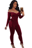Light Gray Sexy Solid bandage Patchwork Long Sleeve V Neck Jumpsuits