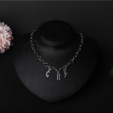 Silver Fashion Letter Patchwork Necklaces