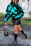 Multicolor Fashion Casual Print Basic Mandarin Collar Outerwear