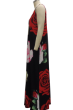 White Sexy Print Patchwork Spaghetti Strap Straight Dresses