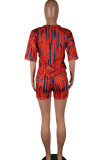 Blue Sexy Print pencil Half Sleeve Two Pieces