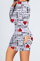 Black White Casual Living Print Basic V Neck Regular Romper