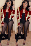 Blue cardigan Embroidery tassel Solid Button Others Long Sleeve 