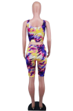Red Sexy Print Patchwork U Neck Sleeveless Two Pieces