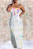 Grey Sexy Print Patchwork Strapless Printed Dress Dresses