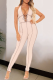 Khaki Street Solid Draw String V Neck Skinny Jumpsuits