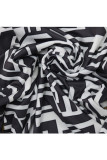 Black Sexy Two Piece Suits Patchwork Striped pencil Long Sleeve Two-piece Pants Set