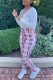 multicolor Elastic Fly High Plaid Print Straight Pants Bottoms