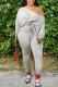 Grey Milk Silk Fashion Active adult Ma'am Solid Two Piece Suits pencil Long Sleeve Two Pieces