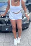 Grey Casual Sportswear Solid Basic U Neck Sleeveless Two Pieces
