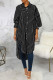 Black Sexy Striped Print Patchwork Turndown Collar Dresses