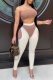 Camel Sexy Solid Patchwork Strapless Sleeveless Two Pieces