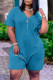 Sky Blue Fashion Casual Solid Pocket V Neck Loose Romper