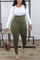 Green Street Print O Neck Long Sleeve Regular Sleeve Two Pieces