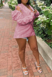 White Casual Solid Hollowed Out Turndown Collar Tops