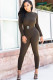 Black Green Sexy Solid Long Sleeve O Neck 