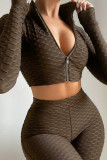 Orange Casual Sportswear Solid Basic Zipper Collar Long Sleeve Two Pieces