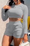 Black Fashion Casual Solid Backless Strap Design O Neck Long Sleeve Two Pieces