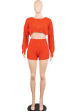 Green Wool Europe and America Solid Two Piece Suits pencil Long Sleeve Two-Piece Short Set